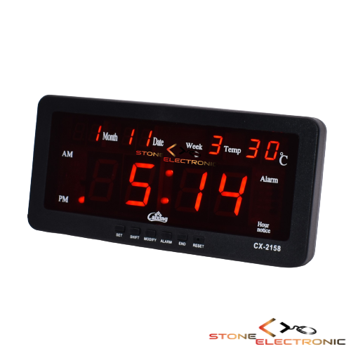 Ceas Digital Cu Led Rosu, Termometru, Data Si Alarma - CX-2158