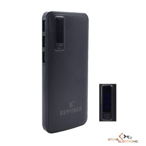 Baterie Externa Smart Power Bank, 20000 mAh, 3 x USB, Design Piele ELWORLD