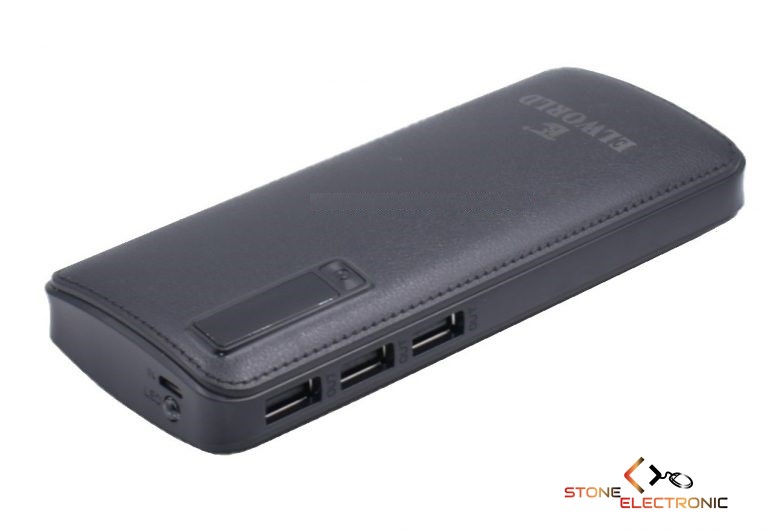 Baterie Externa Smart Power Bank, 20000 mAh, 3 x USB, Design Piele ELWORLD - imagine 3