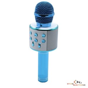 Microfon karaoke, Albastru boxa inclusa, Bluetooth, SD Card, USB, AUX