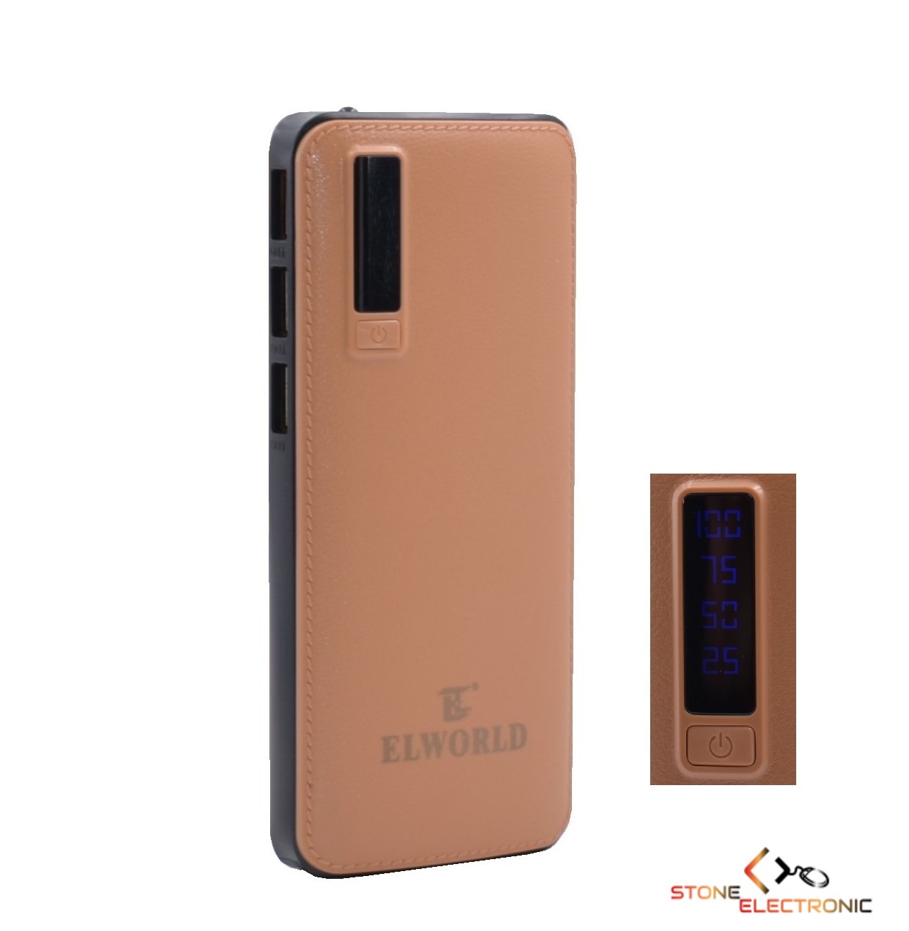Baterie Externa Smart Power Bank, 20.000 mAh, 3 x USB, Design Piele ELWORLD
