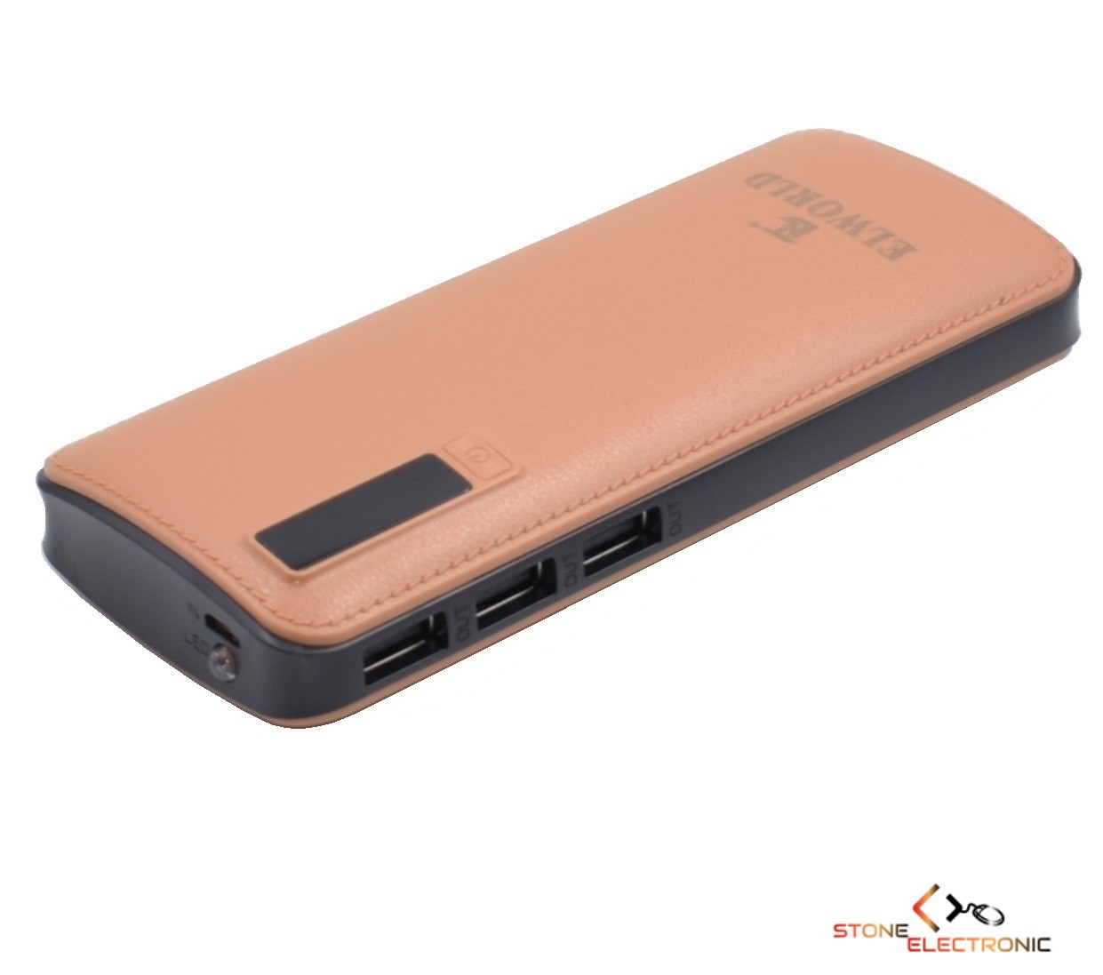 Baterie Externa Smart Power Bank, 20.000 mAh, 3 x USB, Design Piele ELWORLD - imagine 2