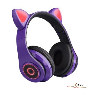 Casti Wireless CAT EAR Cu Bluetooth, Functie Handsfree, Radio Fm, Lumini RGB - HL-89 MOV