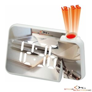 Ceas Digital cu Proiector LED Rosu, Reglabil, Alarma, Data, Afisaj Oglinda, Led Mirror Clock, DS-8590L-Alb