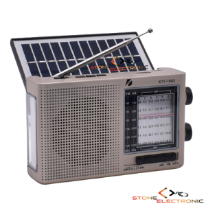 Radio Portabil Cu Acumulator, Incarcare Solara, Cititor MP3, USB/TF, AUX, Bluetooth, Radio FM/AM/SW1-6, Lampa led  – KTF-1645