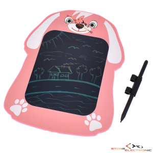 Tableta digitala pentru scris si desenat, multicolor 9.8 inch, ecran LCD 15cm, model caine, 3ani+, roz