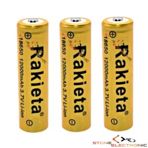 Set 3 acumulatori Rakieta 18650, 3.7v, 12000mAh, Li-ion, Gold