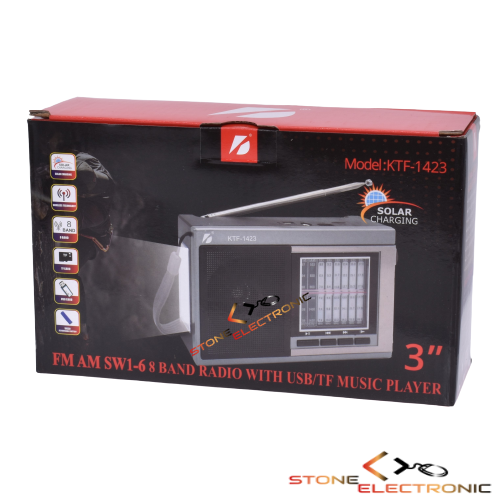 Radio Portabil Cu Acumulator, Incarcare Solara sau Usb 5v, Conexiune Bluetooth, Cititor USB/TF, AM/FM/SW, Lampa Led - KTF-1423 - imagine 6
