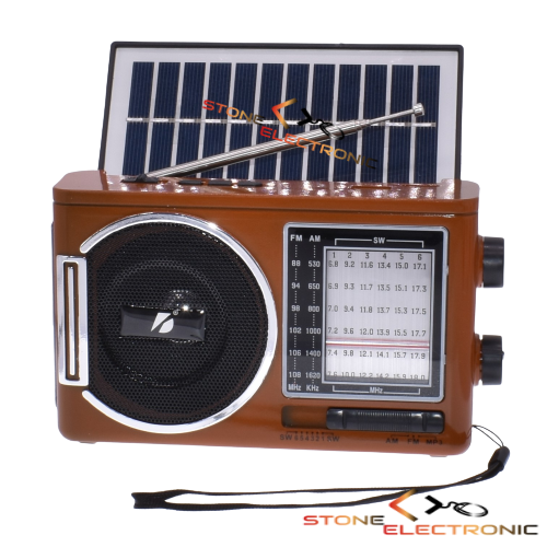 Radio Portabil Cu Panou Solar Rabatabil, Acumulator 18650, Cititor USB/TF, AM/FM/SW1-6, Lampa Led, Negru – KTF-1646