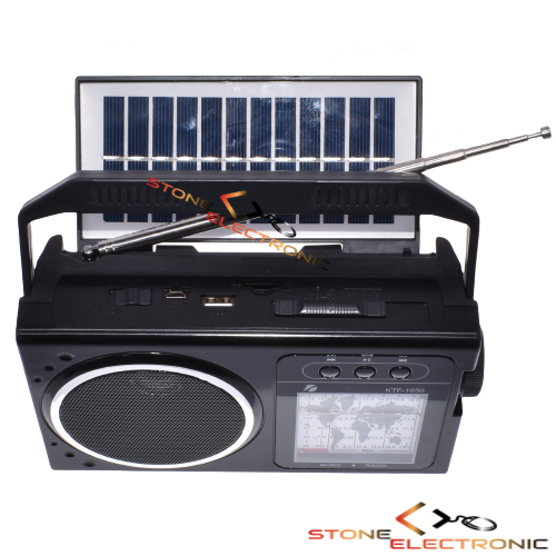 Radio Portabil Cu Panou Solar Rabatabil, Acumulator 18650, Cititor USB/TF, AM/FM/SW1-6, Lampa Led, Negru – KTF-1650 - imagine 5