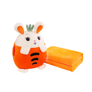 Jucarie de plus morcovel Stone®, dimensiuni 25X30X30cm, cu Paturica pufoasa, dimensiuni 180x100cm, Portocaliu