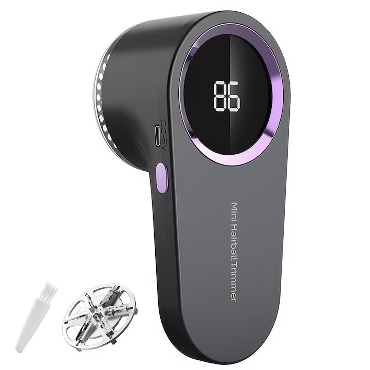 Aparat de curatat scame Stone®, Portabil, 8800 de rotatii/min, Indicator baterie, Negru