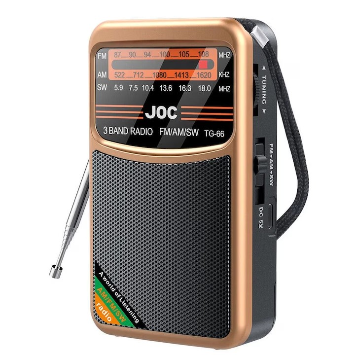 Radio Portabil | AM FM SW Stereo | USB-C Acumulator, Mufa Casti | Difuzor 3W | -TG-66