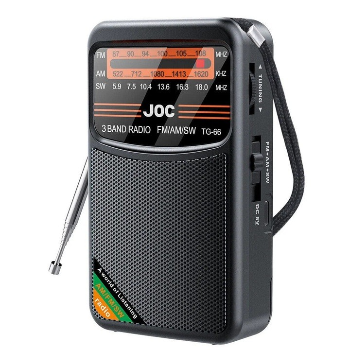 Radio Portabil | AM FM SW Stereo | USB-C Acumulator, Mufa Casti | Difuzor 3W | -TG-66 - imagine 2
