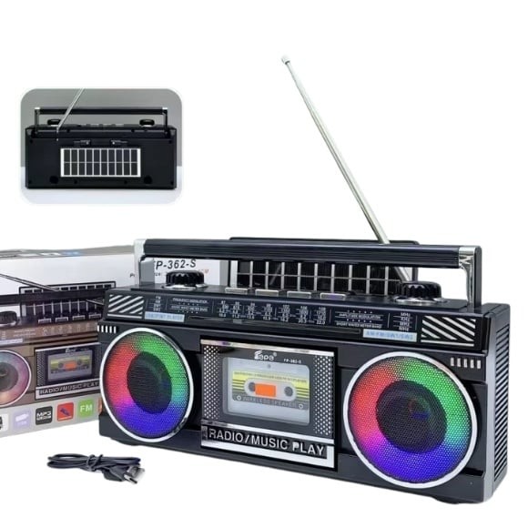 Radio Retro Vintage, Incărcare cu Panou Solar, Bluetooth, Design Clasic, Tehnologie Modernă, P-362-S - imagine 5