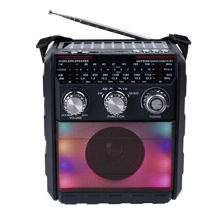 Radio Portabil cu Jocuri Lumini si Panou Solar, AM FM SW, USB AUX MP3 Lampa LED,10W - FP-2391-S - imagine 3