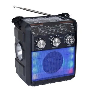 Radio Portabil cu Jocuri Lumini si Panou Solar, AM FM SW, USB AUX MP3 Lampa LED,10W - FP-2391-S