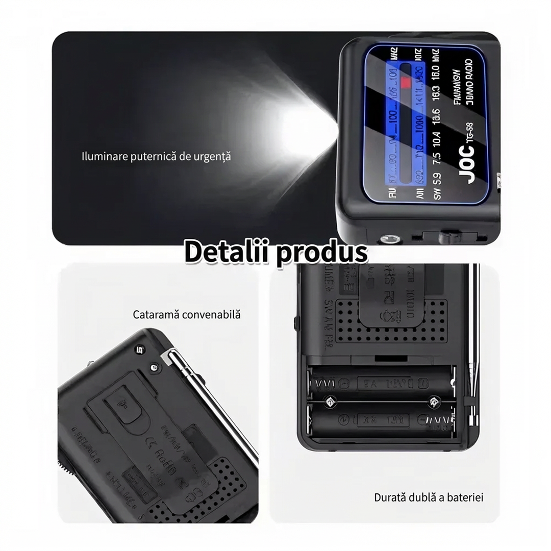 Radio Portabil, AM FM SW, Mufa Casti 3.5mm, Lumina LED - TG-88 - imagine 3
