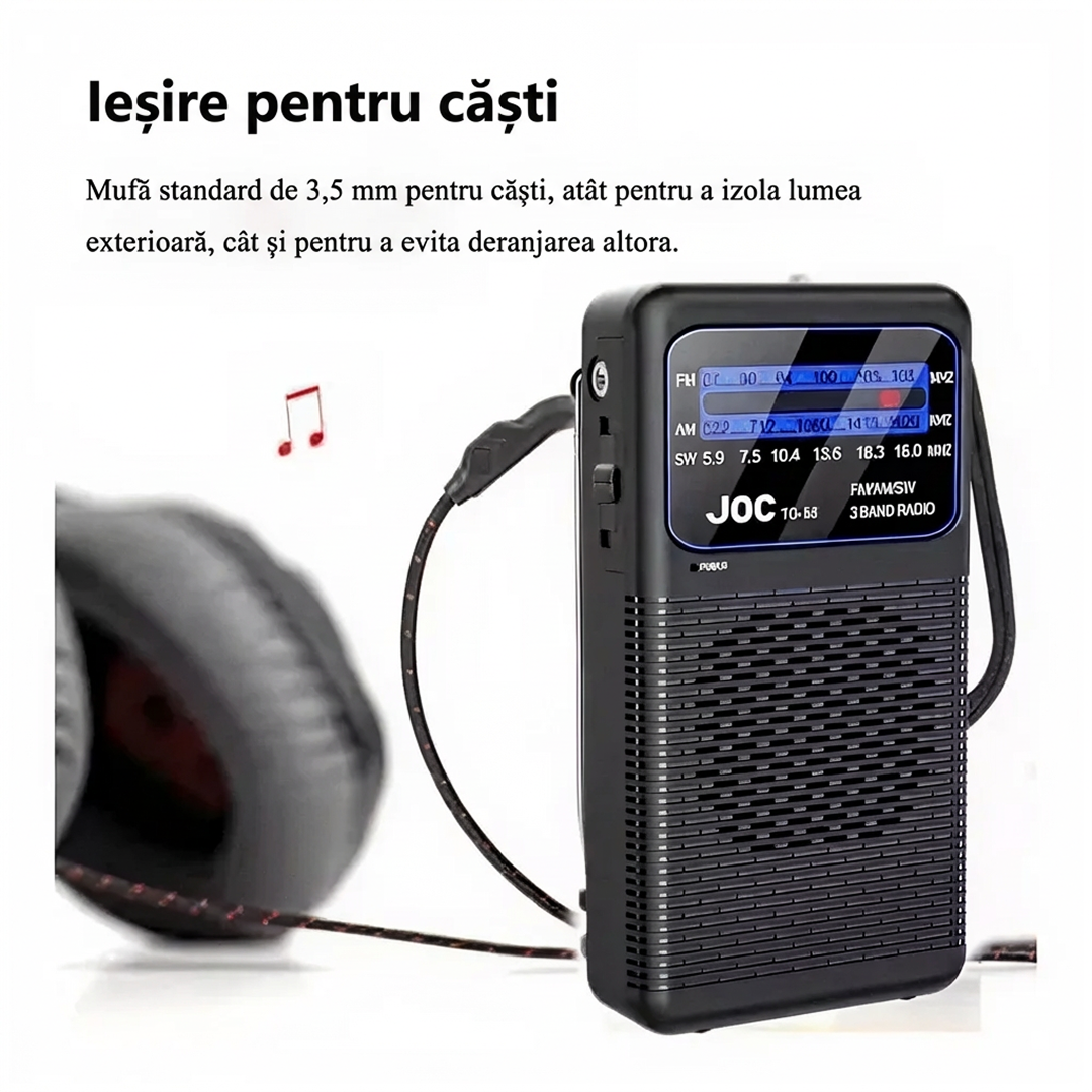 Radio Portabil, AM FM SW, Mufa Casti 3.5mm, Lumina LED - TG-88 - imagine 2